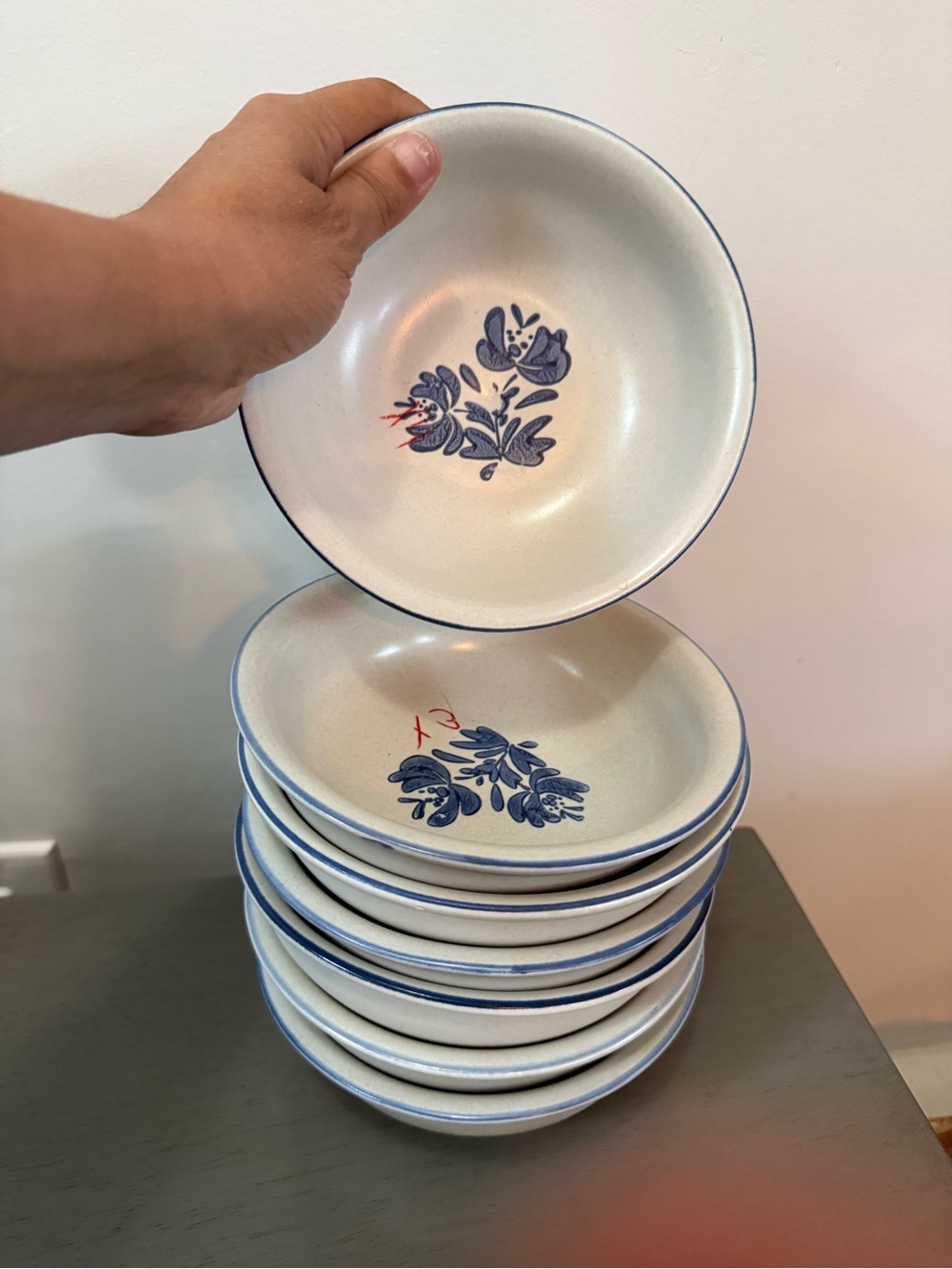 Lot of 7 Pfaltzgraff Yorktowne 6" Bowl Made in USA Vintage Stoneware Bowls